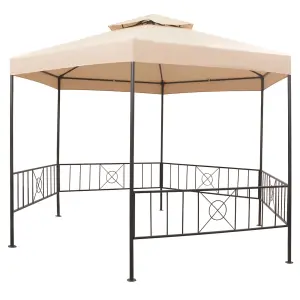 Berkfield Garden Marquee Gazebo Pavilion Tent Hexagonal Beige 323x265 cm