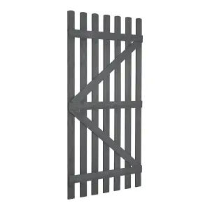 Grey Wooden Garden Fence Gate Single Swing Gate with Latch H 180cm x W 90cm