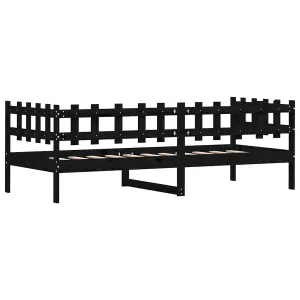 Berkfield Day Bed Black 90x190 cm Solid Wood Pine