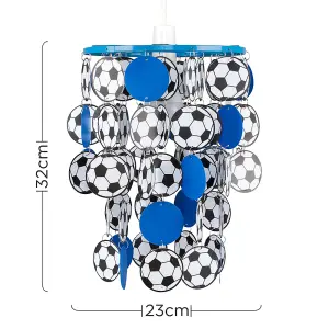 ValueLights Football Blue Ceiling Pendant Shade and B22 GLS LED 10W Warm White 3000K Bulb