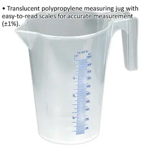 1 Litre Translucent Measuring Jug with Easy Read Scale and Spout