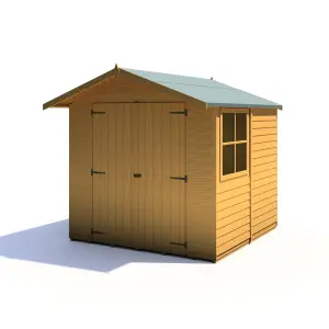 Shire 7x7 Overlap Pressure Treated Double Door Garden Shed with Windows