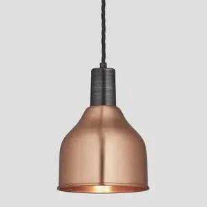 Industville Sleek Cone Pendant, 7 Inch, Copper, Pewter Holder