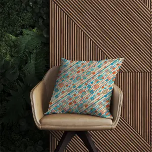 Retro Stripes And Circles Outdoor Cushion 60cm x 60cm