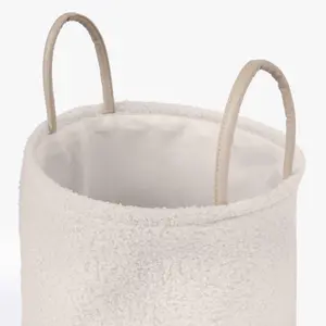 Storage Basket Handles Teddy Boucle Fleece Hamper Home Laundry Clothes Organiser