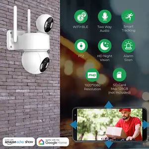 Smart Wi-Fi Dual Lens Outdoor Dome IP Camera White Housing, IP65