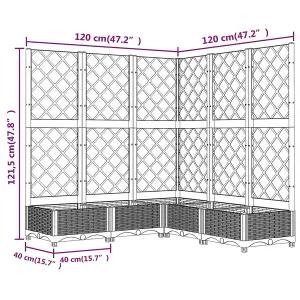 Berkfield Garden Planter with Trellis Black 120x120x121.5 cm PP