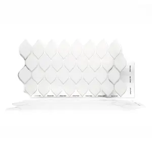 Walplus Brilliant White Silver Leaf Tile Stickers 2D Multipack 48Pcs