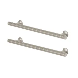 GoodHome Sumac Nickel effect Silver Kitchen cabinets Bar Handle (L)24.2cm (D)33mm, Pack of 2