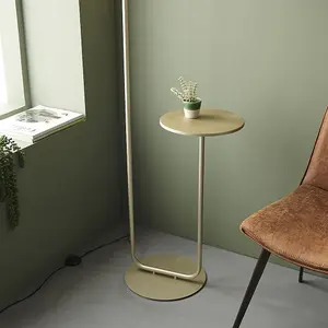 Luminosa Carrara Floor Lamp Satin Champagne Paint & Slate Grey Fabric