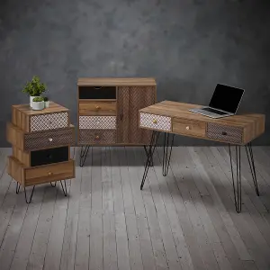 Casablanca 3 Drawer Desk Metal Legs