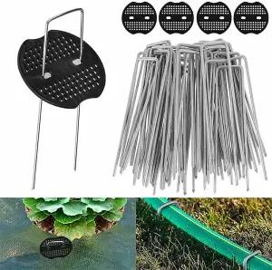 150 Weed Control Membrane Pegs + 50 Buffer Washer with 1 Pick Hook