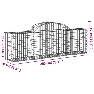 Berkfield Arched Gabion Baskets 15 pcs 200x30x60/80 cm Galvanised Iron