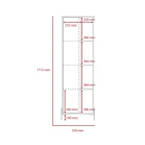 White Dallas tall storage & display cabinet, white & carbon grey oak effect