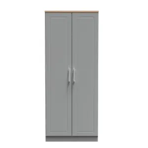 Kent Ready assembled Traditional Matt dusk grey & oak Large Double Wardrobe (H)1825mm (W)740mm (D)530mm