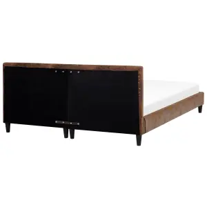 Faux Leather EU Super King Size Bed Brown FITOU