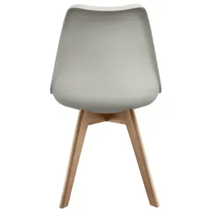 Soho Light grey Plastic Dining Chair with Squared Light Wood Legs