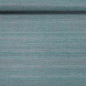 Rasch Mandalay Plain Textured Stripe Linen Wallpaper Non Woven Teal Purple Blue