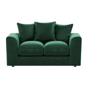 Brooklyn Plush Velvet Fibre Fabric Sofa Set 3 and 2 Seater sofa  Green