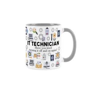 IT Technician Mug - Humorous Technical & Computer Support Job Themed Novelty Gift - Tea/Coffee Hot Drinks Grey Ceramic Cup Present