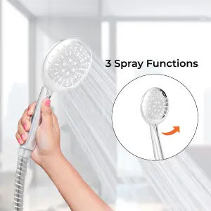 Geepas Shower Head - 3 Function Hand Shower, Lightweight Design, Chrome Design