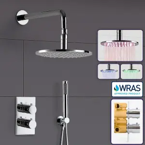 Violet Round Concealed Thermostatic Shower Mixer, Led Shower Head & Handset