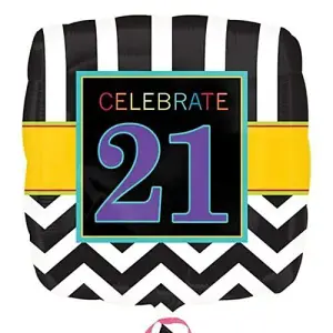 Amscan Chevron 21st Birthday Foil Balloon Black/White/Yellow (One Size)