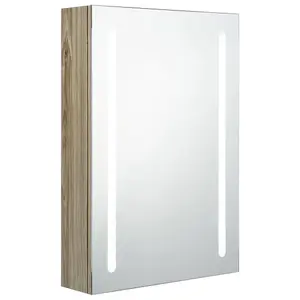 Berkfield LED Bathroom Mirror Cabinet Oak 50x13x70 cm