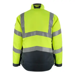 Mascot Safe Supreme Oxford Work Jacket (Hi-Vis Yellow/Dark Navy Blue)  (Medium)