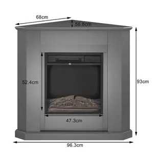 Modern Grey Corner Electric Fireplace Surround Only