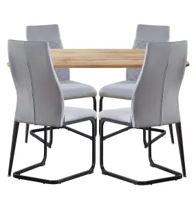 Hallowood Furniture Cullompton Small Rectangular Dining Table 120cm with 4 High Back Grey Chairs