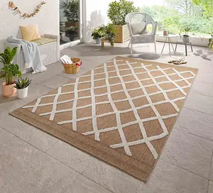 Abaseen 120x120 cm Aztec Cream Harper Rug - Washable Rug - Modern Area Rugs for Home and Office