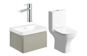 Aquarius Sophie 605MM Vanity Unit Matt Latte WC Set with Chrome Finishes