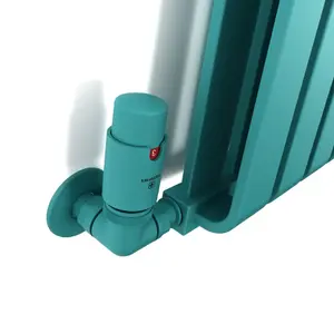 Terma Vision Teal Right sided Corner Radiator valve & lockshield (Dia)15mm x ½"