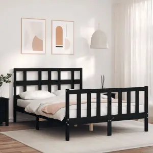 Berkfield Bed Frame with Headboard Black 140x190 cm Solid Wood