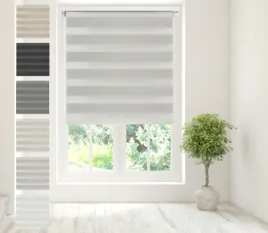 Caecus Blinds Day & Night Zebra Roller Blind Light Grey 80cm  x 160cm