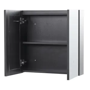 Bathroom Wall Mounted Mirror Cabinet with LED 60 x 60 cm Black CHABUNCO