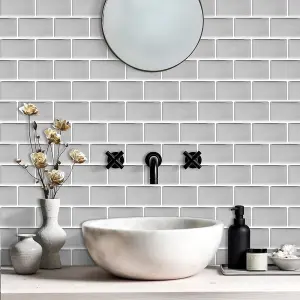 Peel and Stick Self-Adhesive Wall Tile Stickers for Kitchen and Bathroom Backsplash (10 PCS , 12x12 Inches, T 1.2mm Grey)