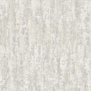 Grandeco Rocks Distressed Plaster Effect  Plain Blown Vinyl Wallpaper, Grey