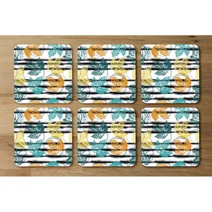 Square 6 Piece Coaster Set (Set of 6) Green