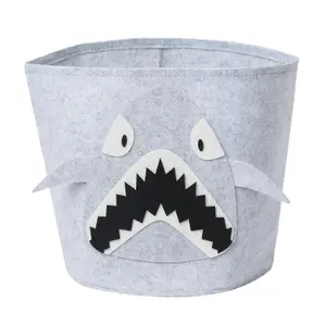 Storage Basket Toy Clothes Felt Shoe Kids Organiser Animal, Shark - Grey