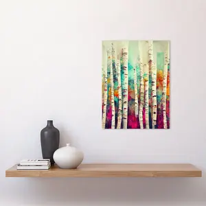 Abstract Multi Coloured Birch Tree Forest - Print Unframed / 40.5cm H x 30.5cm W