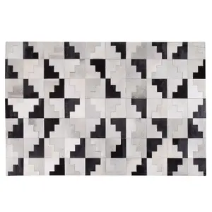 Cowhide Area Rug 140 x 200 cm Black with Grey EFIRLI