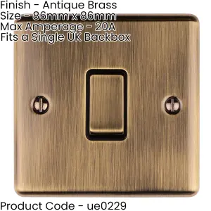 2 PACK 1 Gang 20A Single Light Switch ANTIQUE BRASS & BLACK 2 Way Metal Rocker