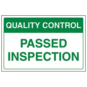 Quality Control Passed Inspection Sign - Rigid Plastic 300x200mm (x3)