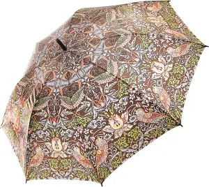 Clip on William Morris Parasol Umbrella with Universal Screw Clamp for Garden Chair or Lounger - Strawberry Thief Design