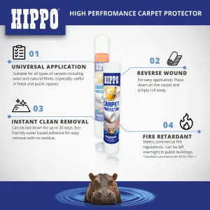 Hippo Carpet Protector 600mm x 25m Clear