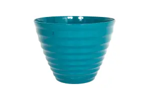 Lightweight Recycled Plastic Garden Pot Planter 40cm Vale Planter with In-Built Saucer - Plastic - L40 x W40 x H30 cm - Teal