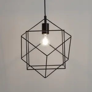 GoodHome Mavique Matt Black Pendant ceiling light, (Dia)220mm