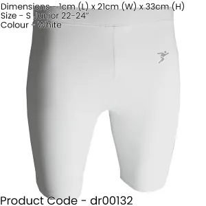 S - WHITE Junior Sports Baselayer Compression Shorts Bottoms - Unisex Training